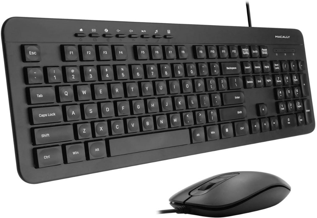 Macally USB Wired Keyboard and Mouse Combo Bundle