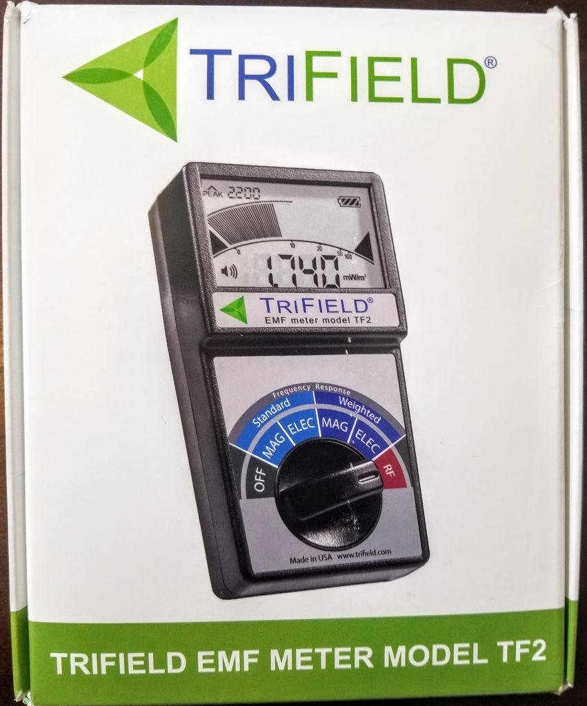 The box for the Triifield EMF Meter Model TF2