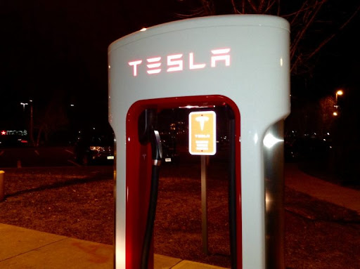 Tesla Electric Car Recharging Statio